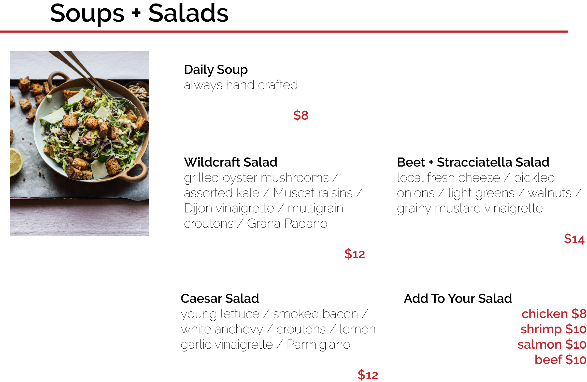 Soups + Salads
